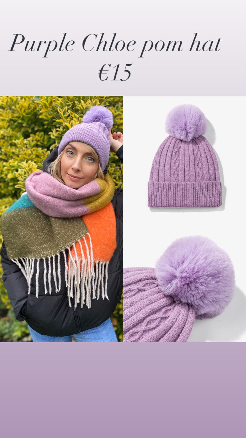 Purple Chloe pom hat