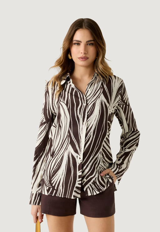 Guess shirt brown /cream print w6gh52w1975- pmic