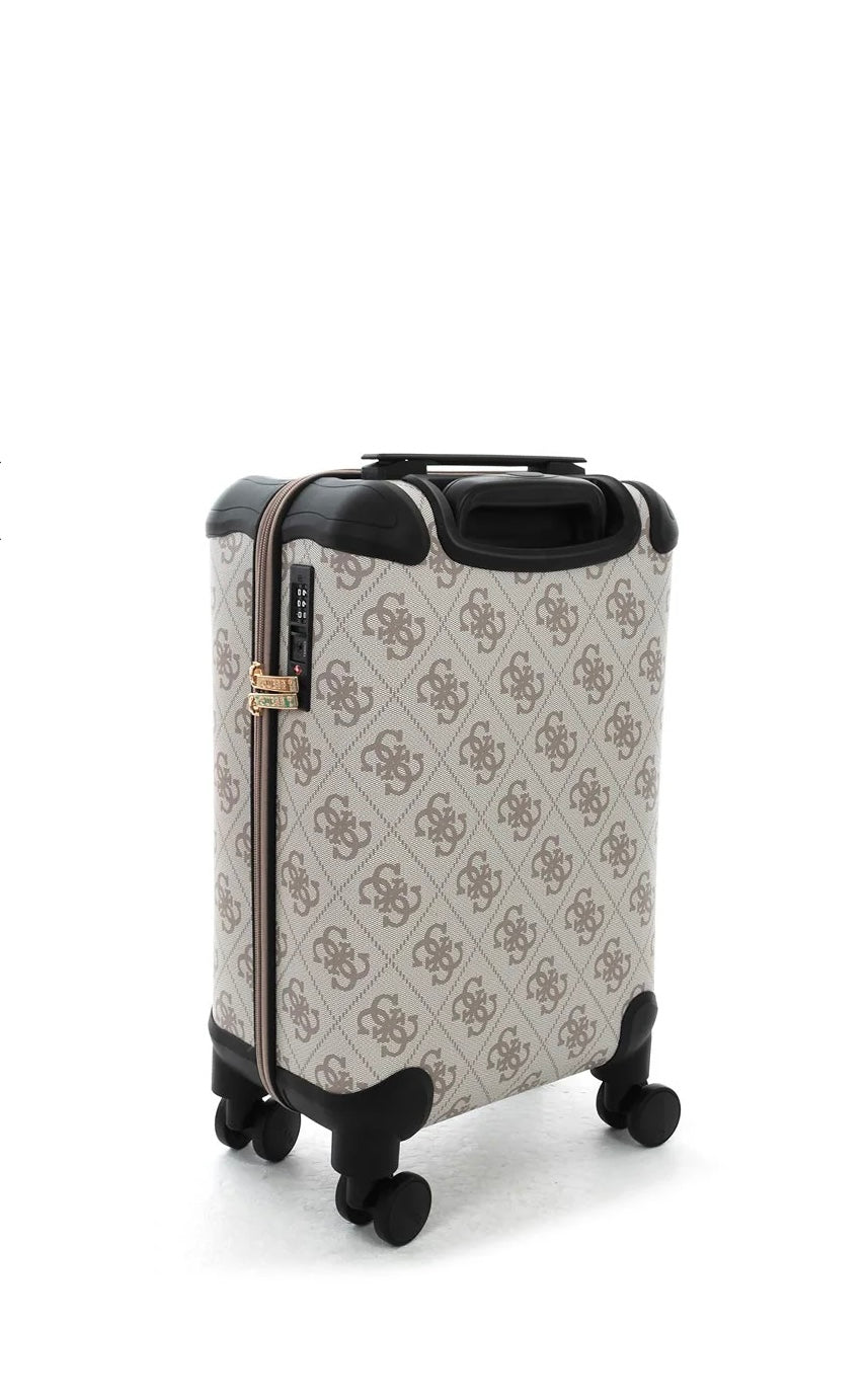 Guess Berta 4G Logo 18” 8-Wheeler Spin Suitcase, Dark Taupe
