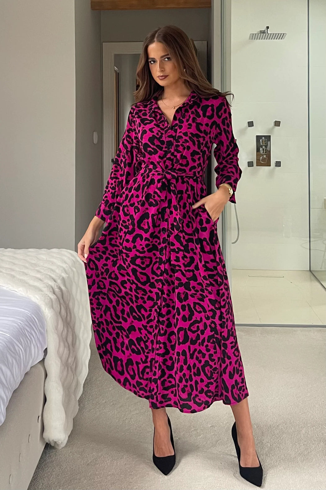 Angela Pink Animal Shirt Maxi