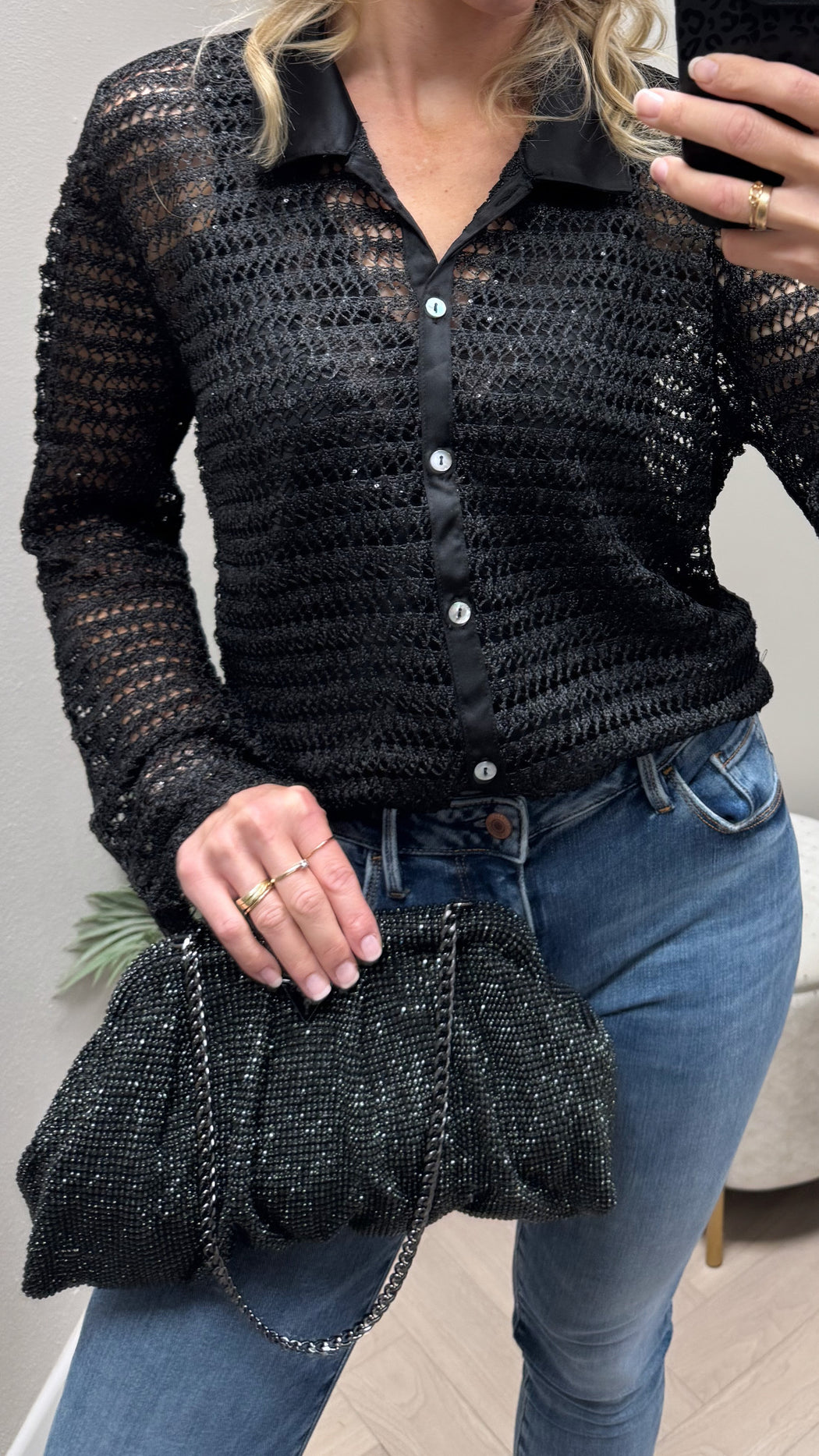 Guess black zalina clutch bag