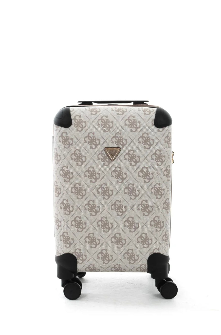 Guess Berta 4G Logo 18” 8-Wheeler Spin Suitcase, Dark Taupe