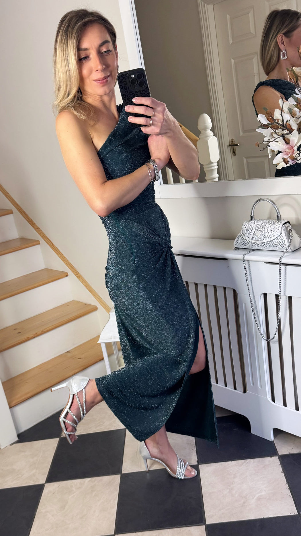 Silver powerscourt heels