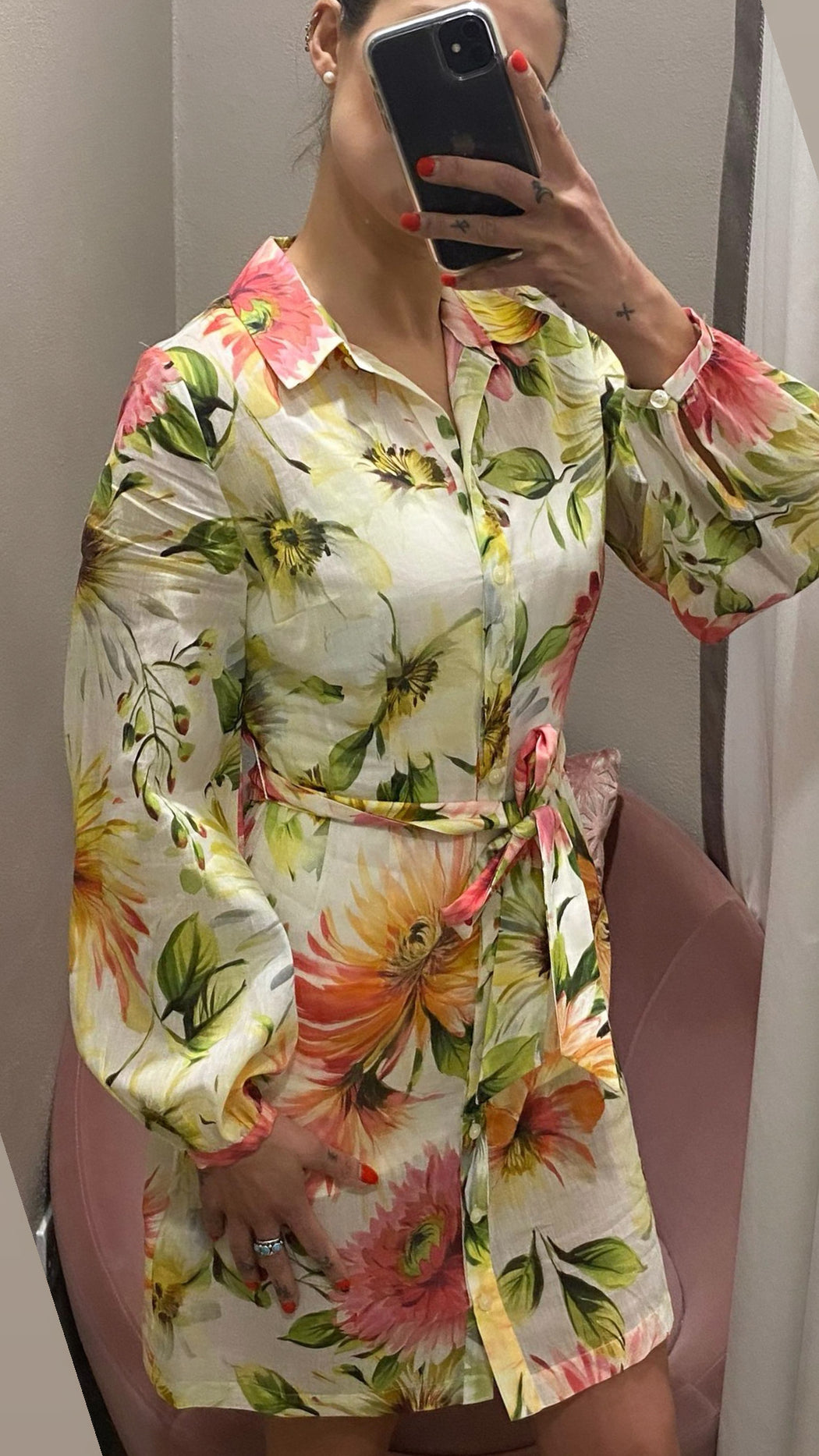 Guess peony floral shirt dress W5GK65WH6C0