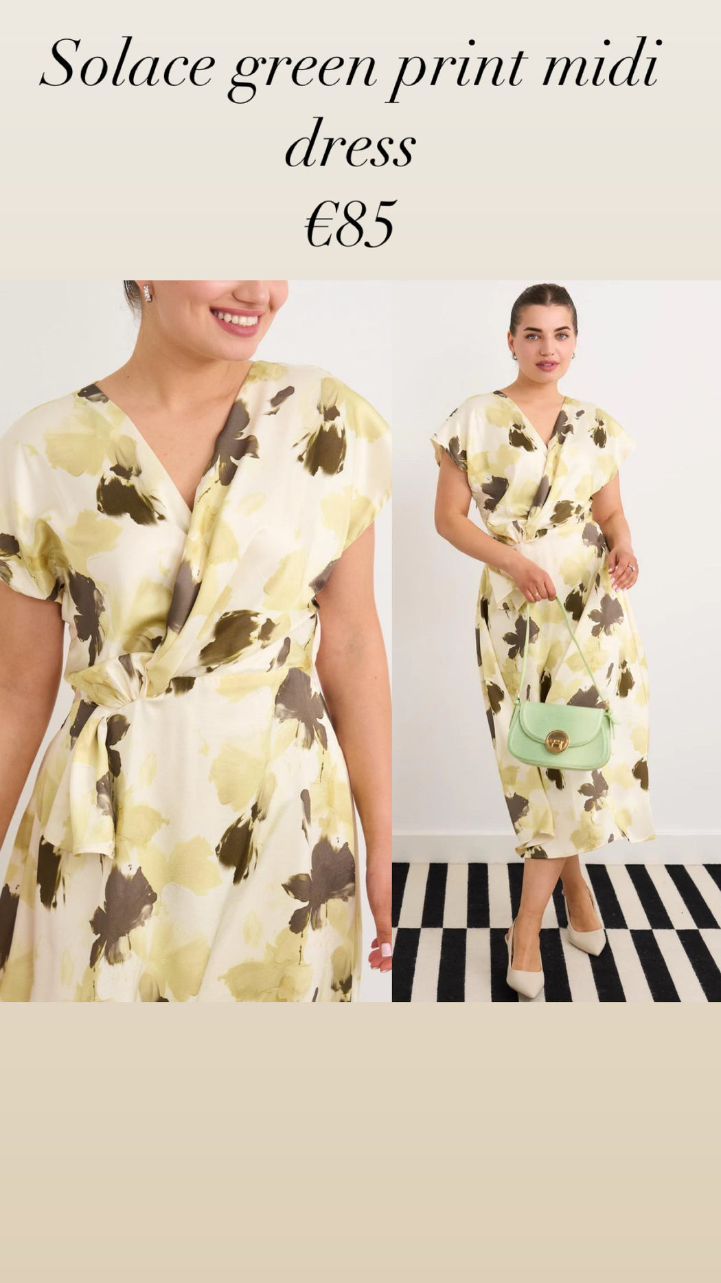 Solace green print midi dress