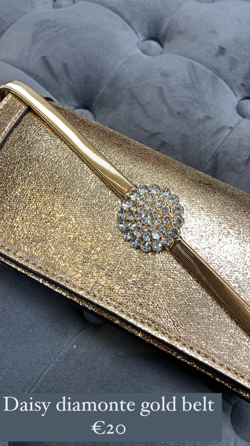 Daisy diamonte gold belt