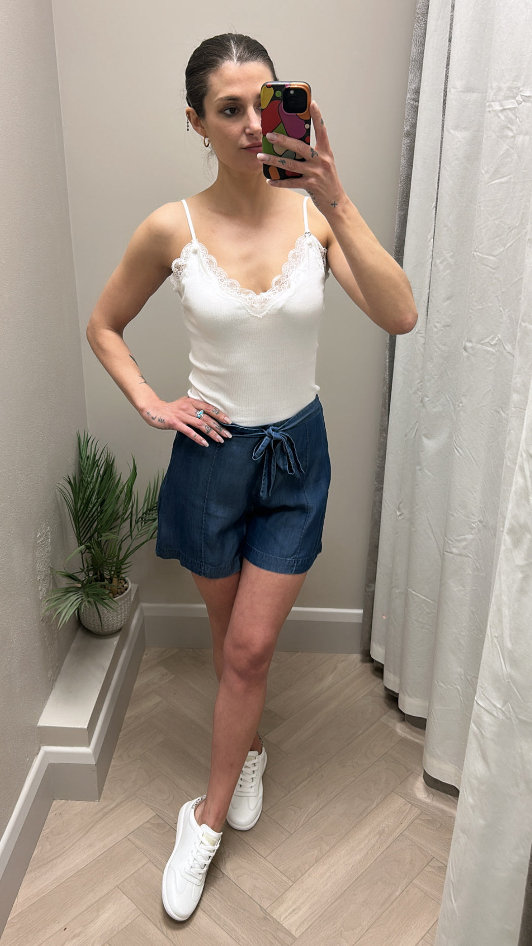124101 WHITE SALSA LACE TOP WITH ADJUSTABLE STRAP