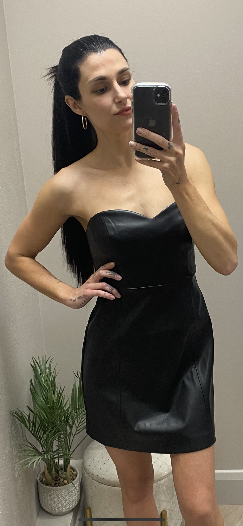 Pamela faux leather mini dress