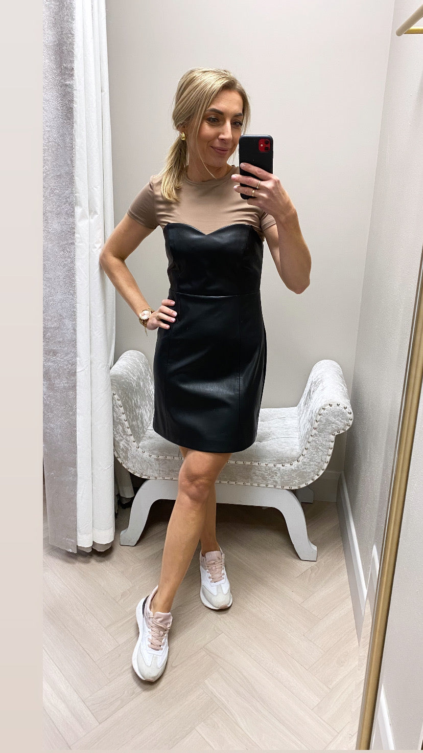 Pamela faux leather mini dress