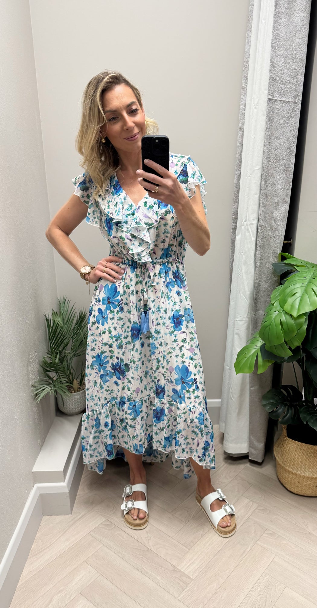 Kate 3516 blue green floral dress