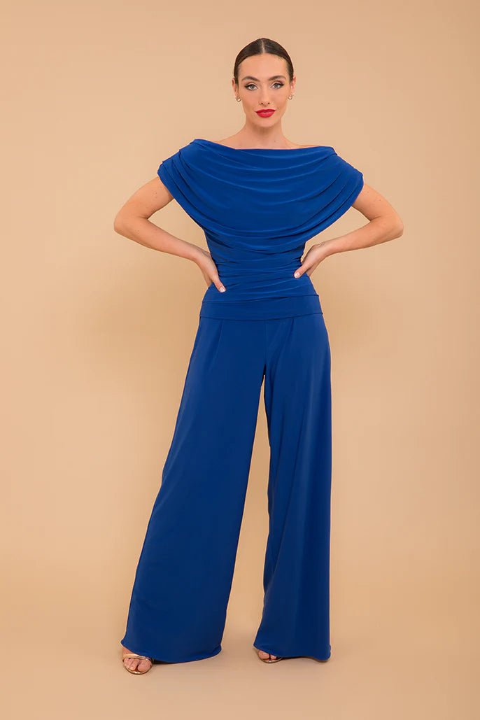 Cobalt blue Atom label  carbon jersey jumpsuit