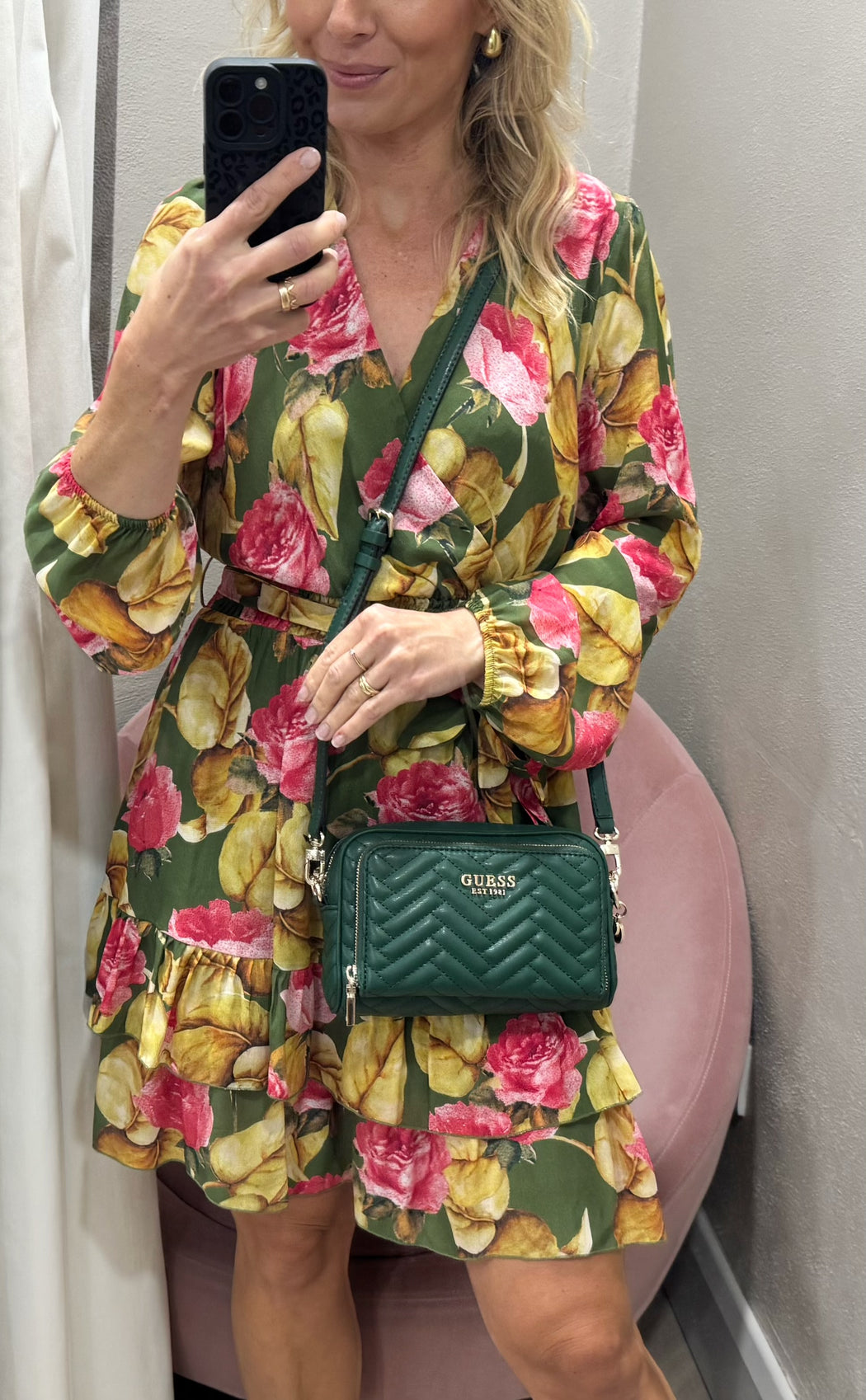 Guess forest green anning shoulder bag QG950814