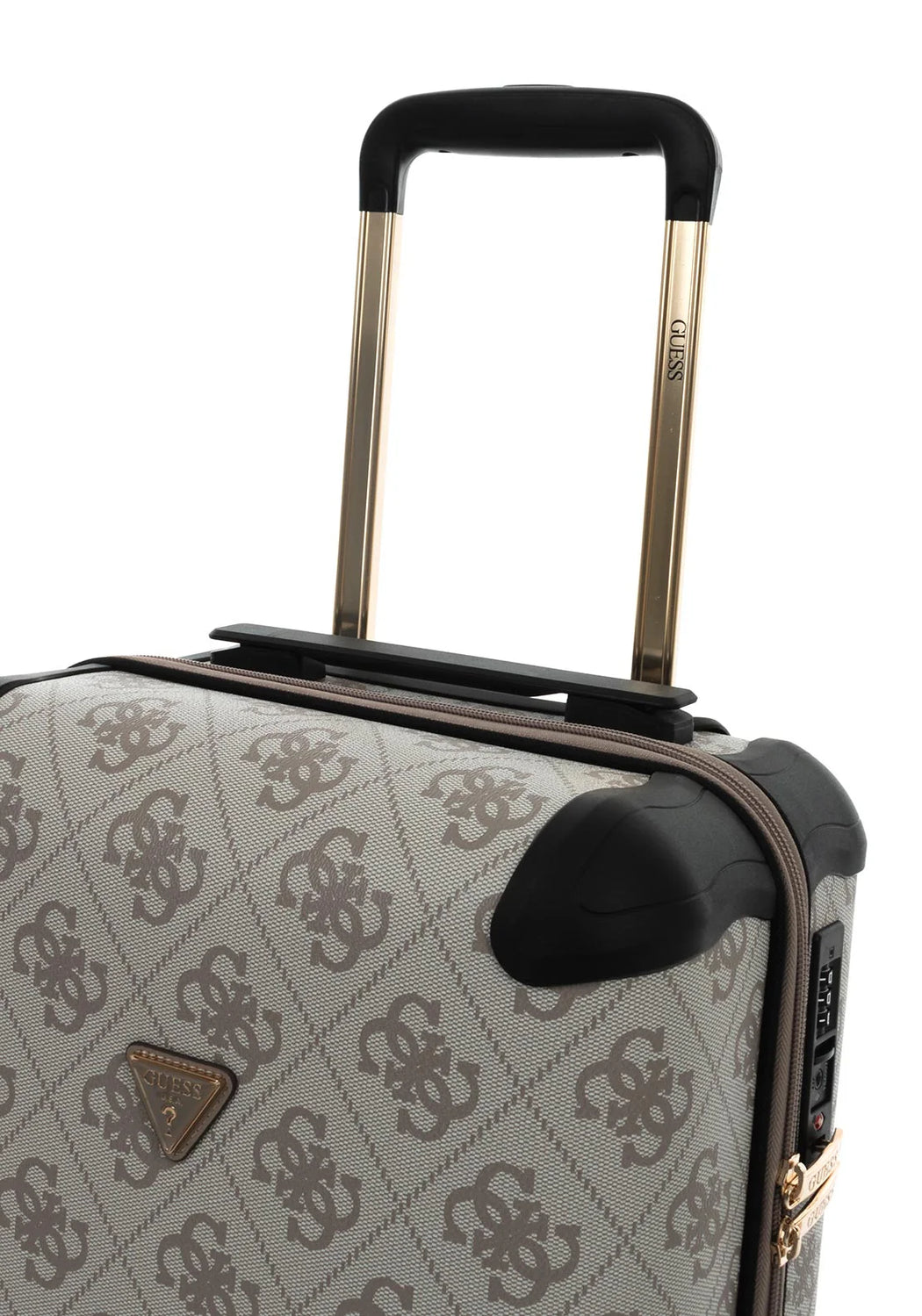 Guess Berta 4G Logo 18” 8-Wheeler Spin Suitcase, Dark Taupe