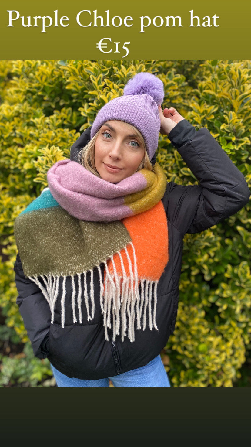 Purple Chloe pom hat