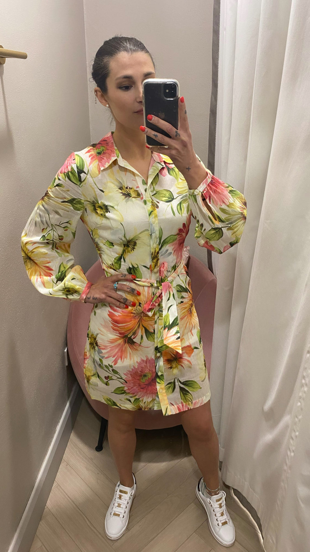 Guess peony floral shirt dress W5GK65WH6C0