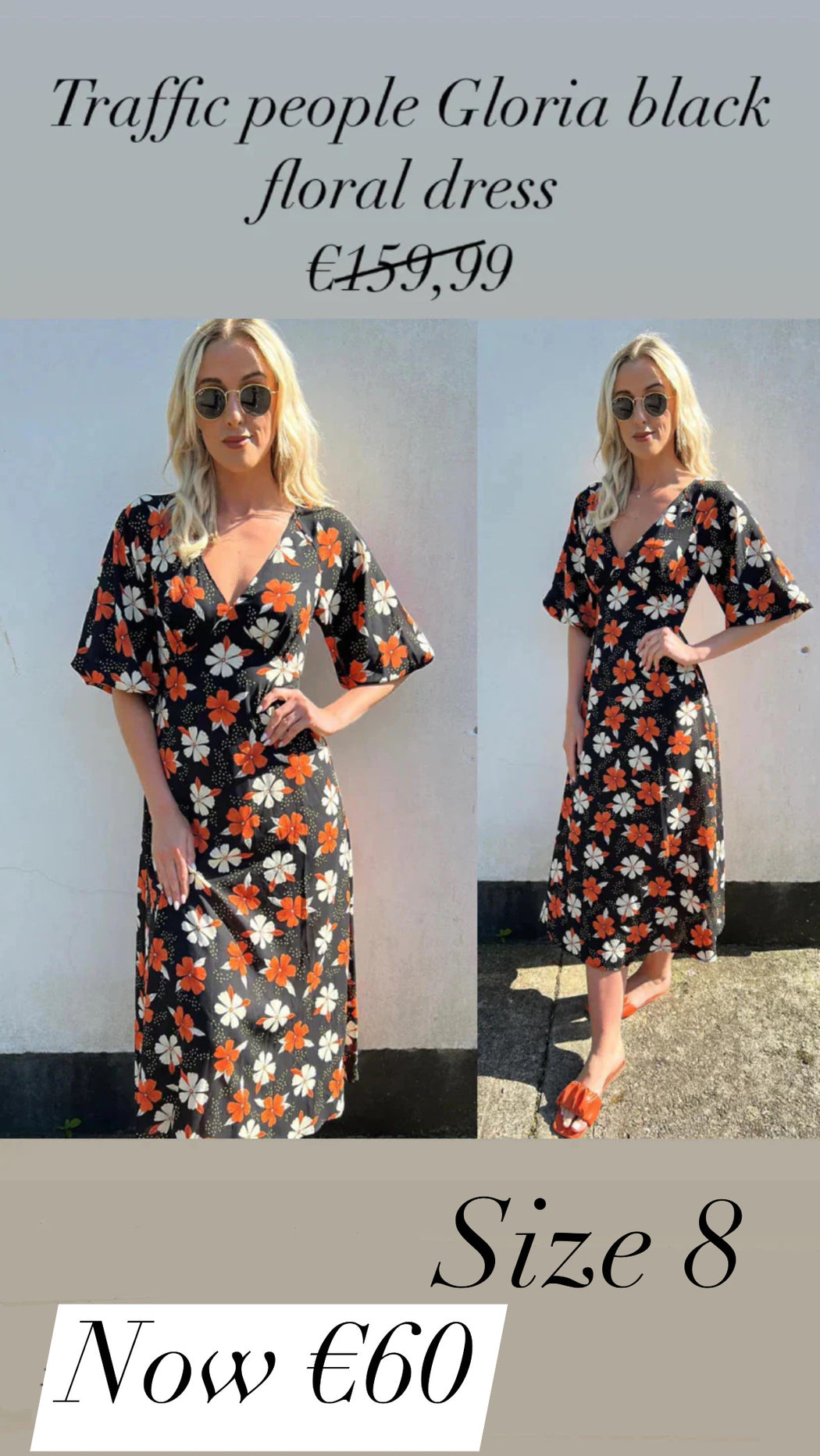 Traffic people Gloria black floral dress