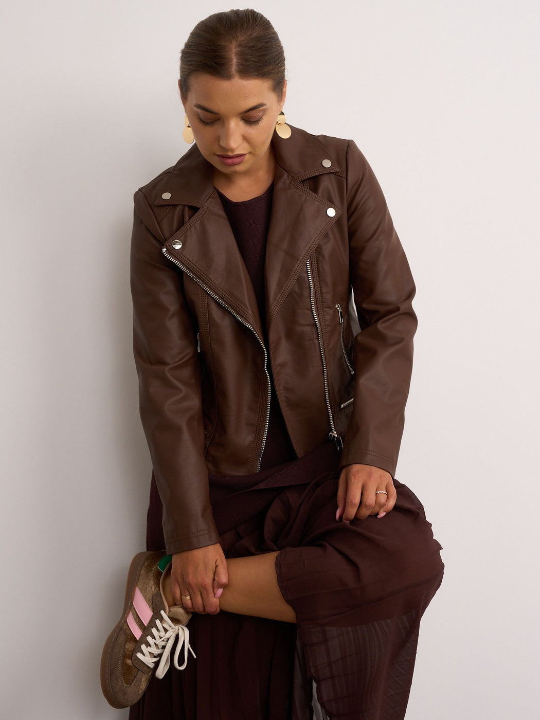 Bonnie brown Faux Leather Jacket