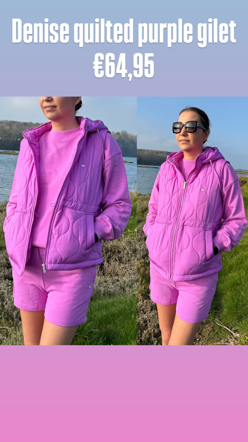 Denise quilted purple gilet