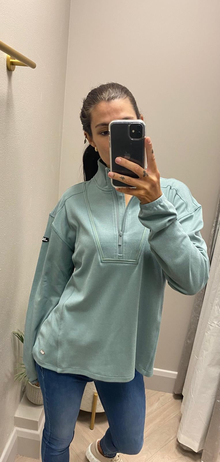 Relax & Renew sage tessa half zip
