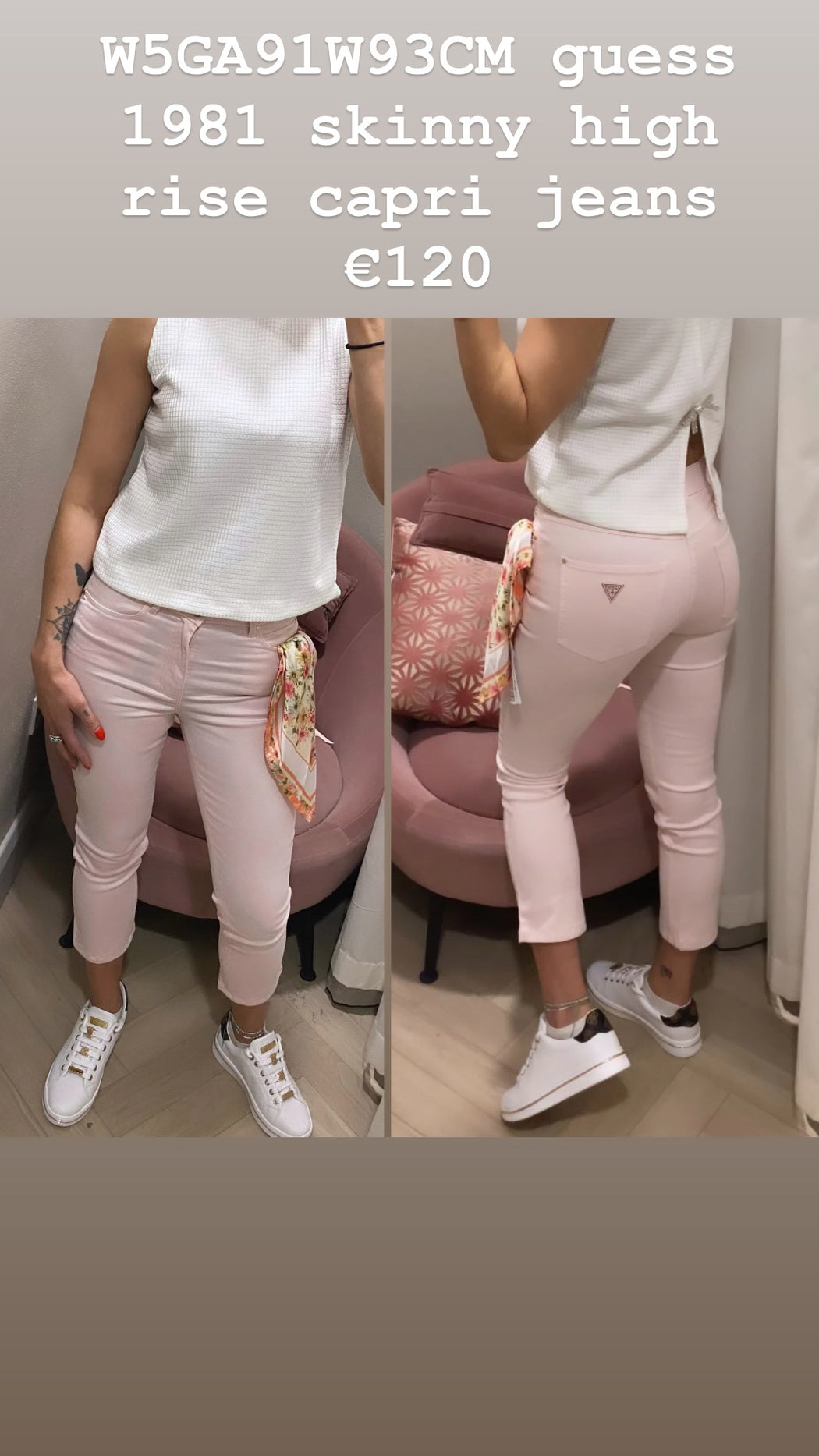 W5GA91W93CM guess 1981 skinny high rise capri jeans