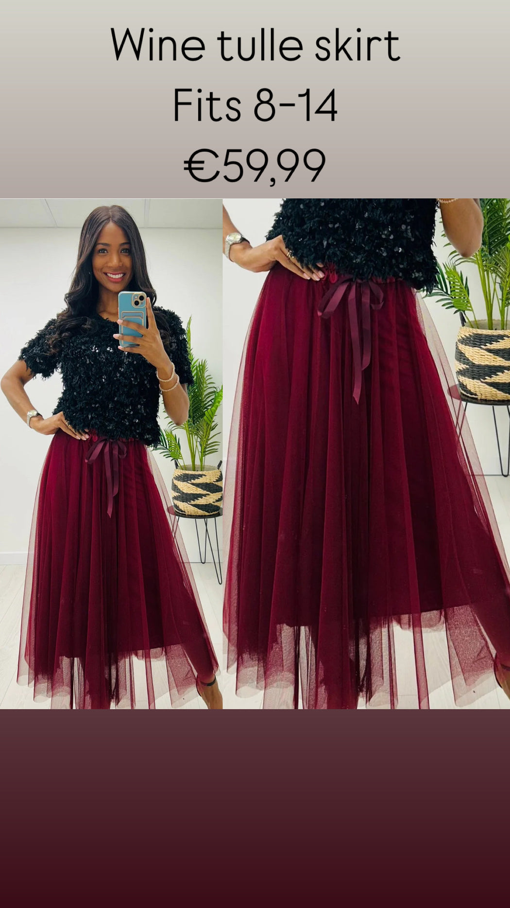 Wine  tulle skirt