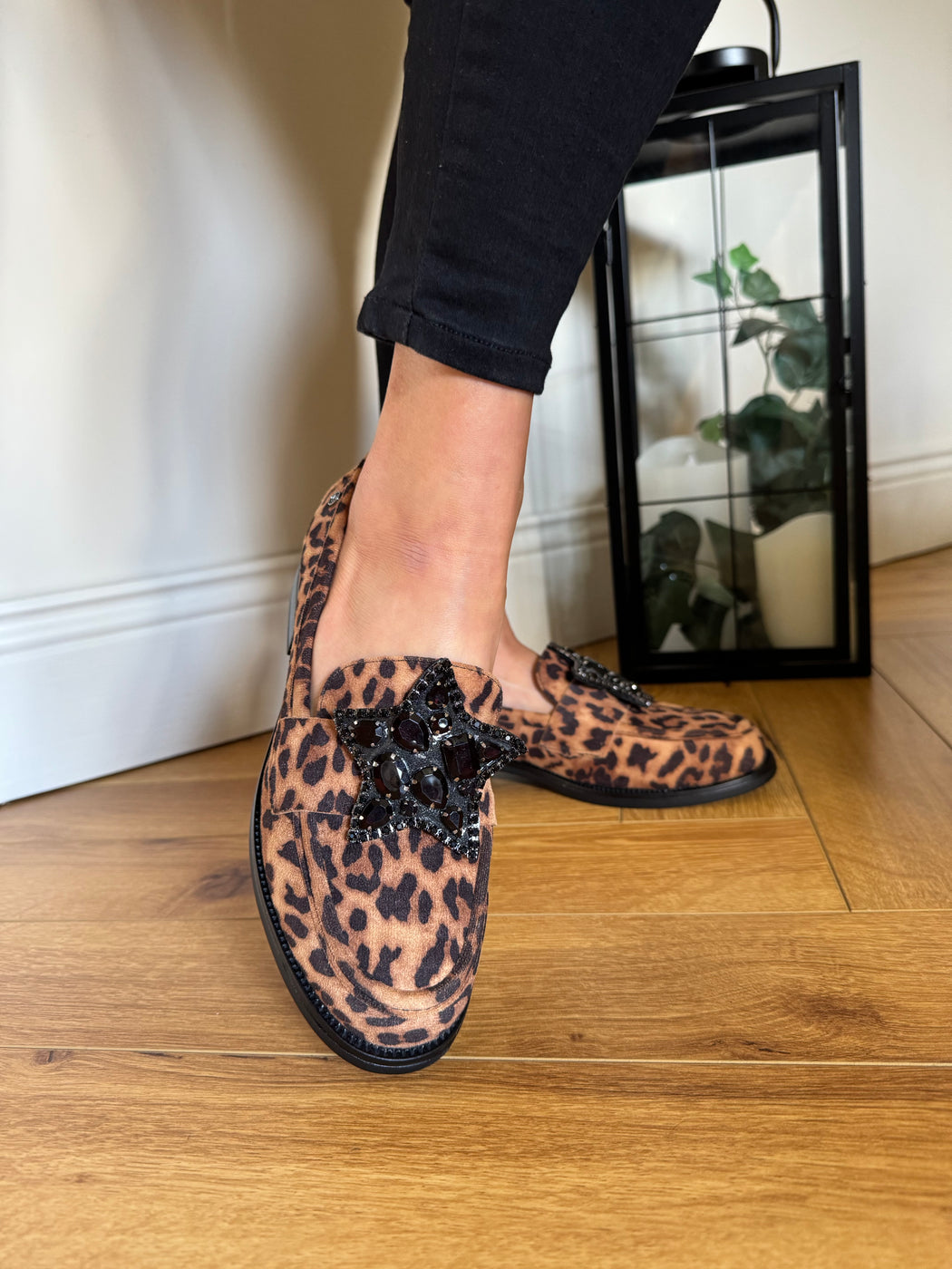 Afyon one leopard star loafer