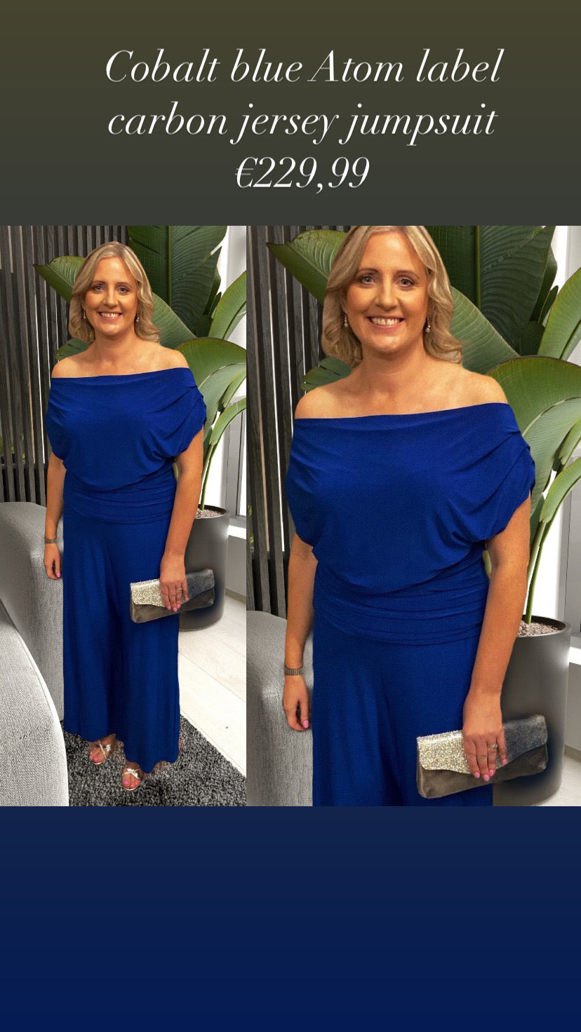Cobalt blue Atom label  carbon jersey jumpsuit