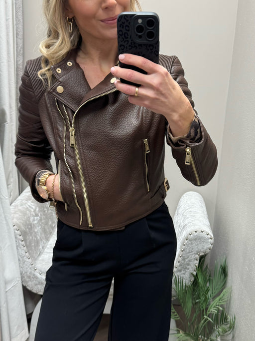 Guess jeannine chocolate brown pu jacket