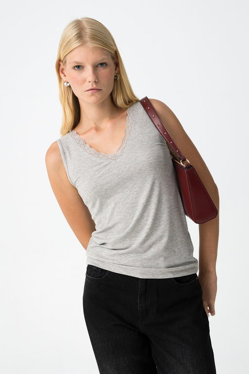 Vigo v neck grey tank top