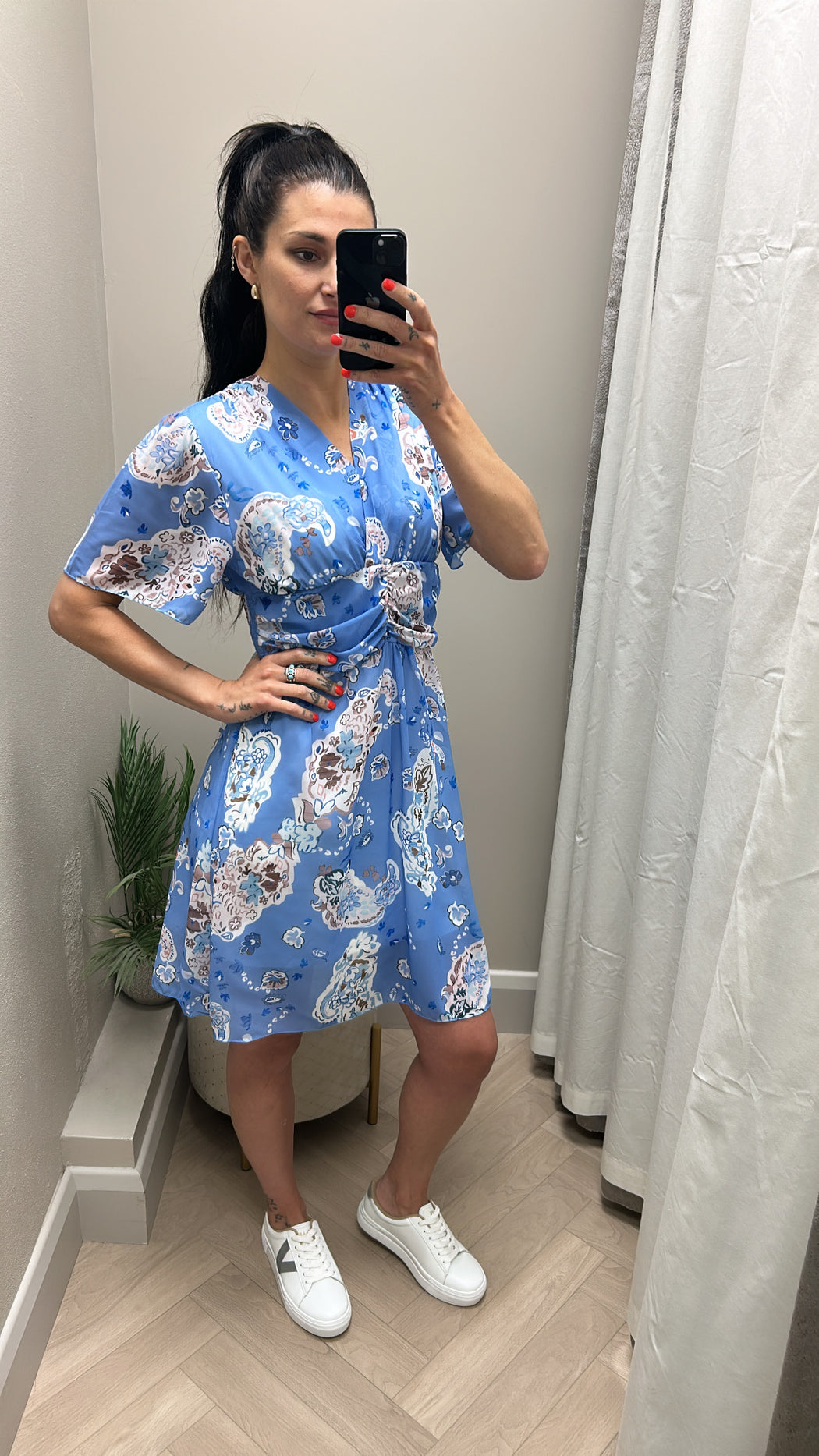 Lyra blue print mini dress