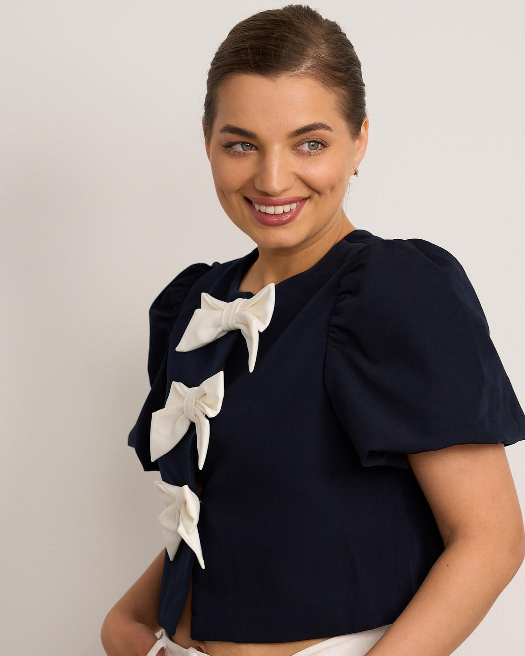 Saffron navy cream top