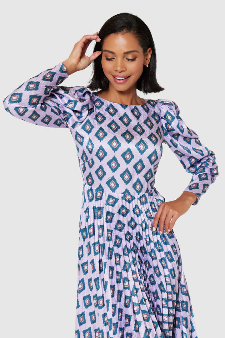 D9997 closet lilac puff sleeve pleated dress