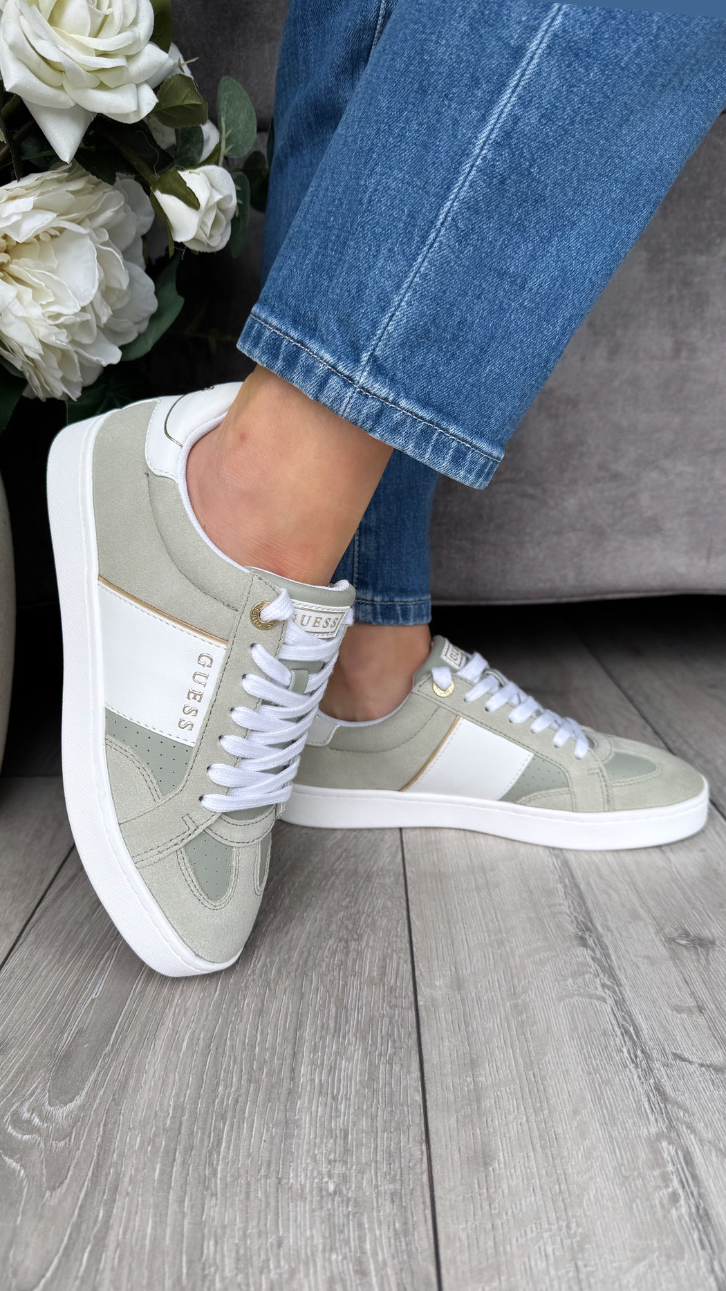 Guess green trainers FLJRO6SUe12