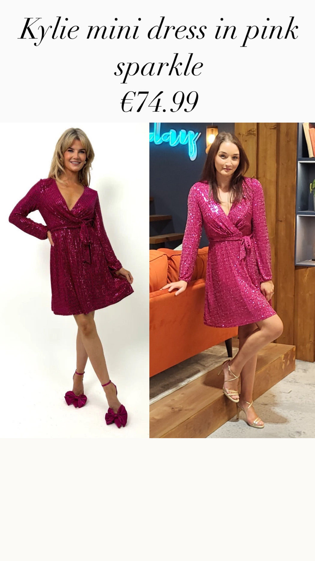 Kylie mini dress in pink sparkle