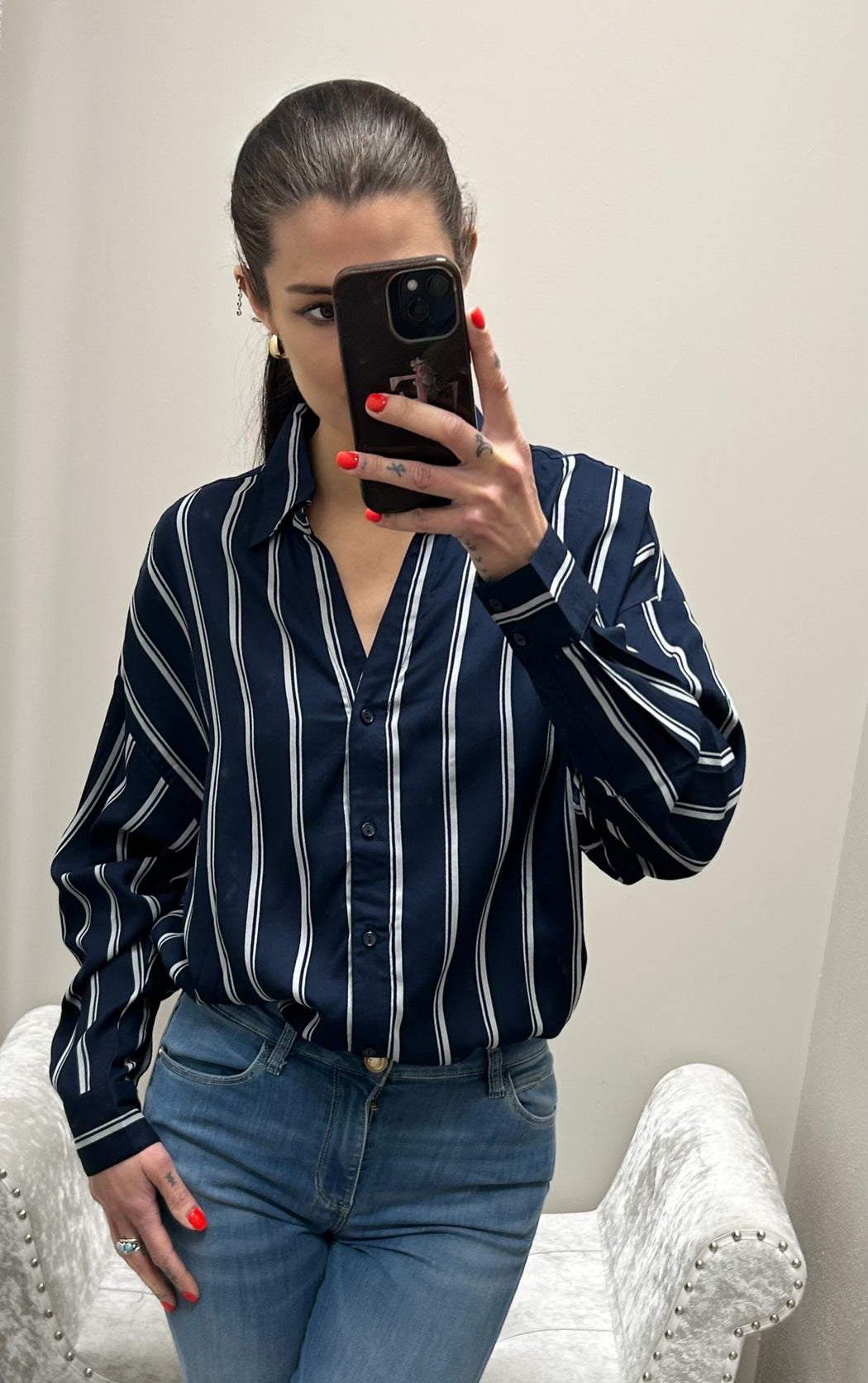 Buarque navy striped shirt