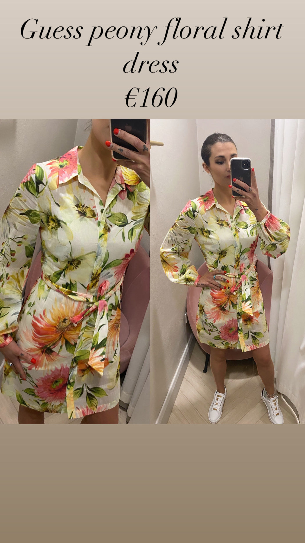 Guess peony floral shirt dress W5GK65WH6C0