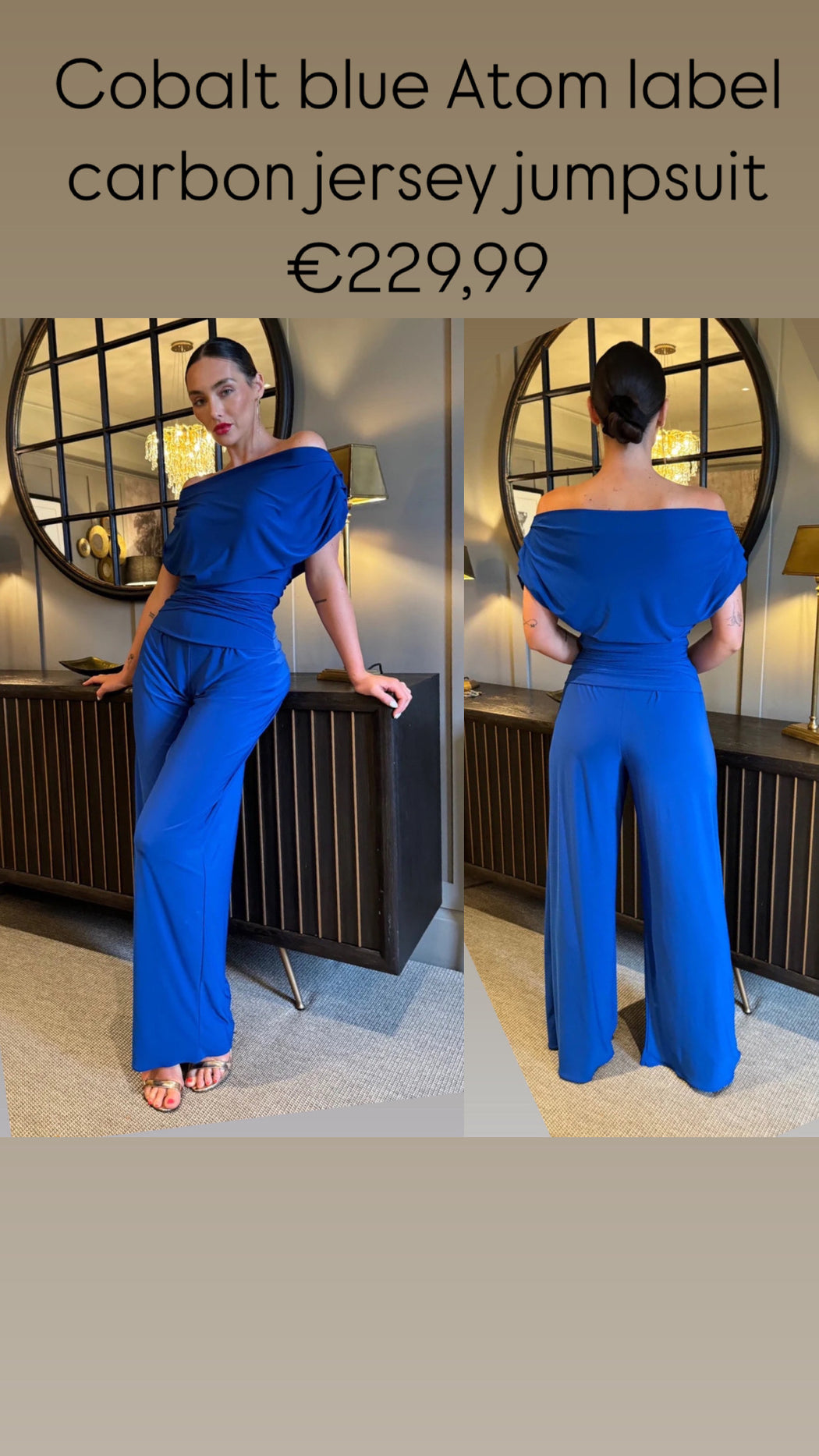 Cobalt blue Atom label  carbon jersey jumpsuit