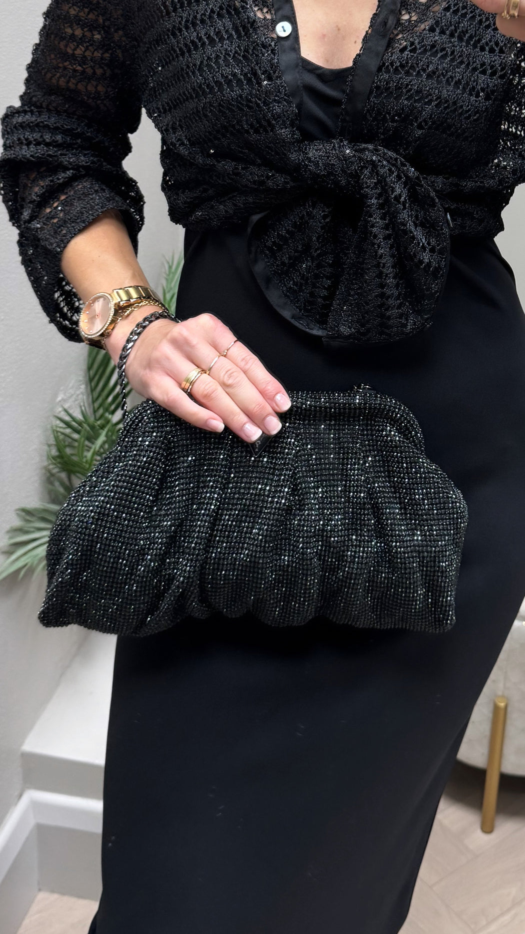 Guess black zalina clutch bag