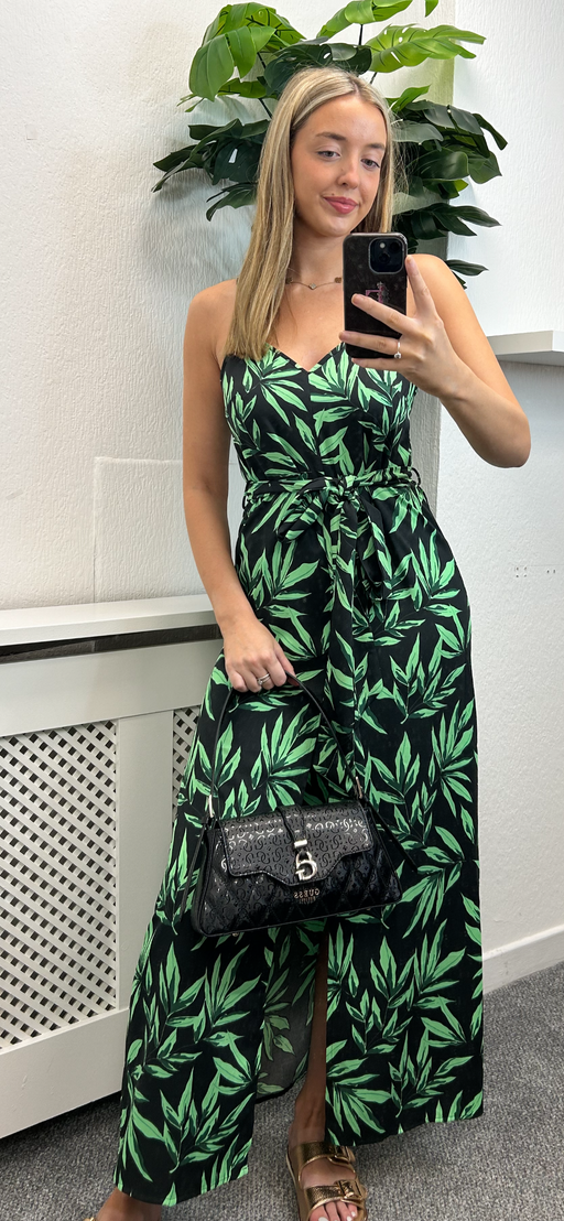 Sookie dancing leopard dress tropic green on black