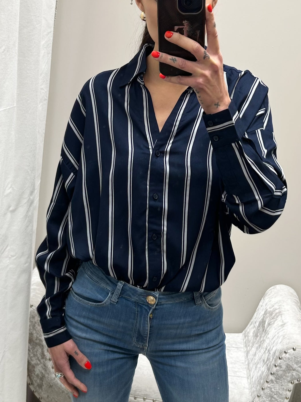 Buarque navy striped shirt