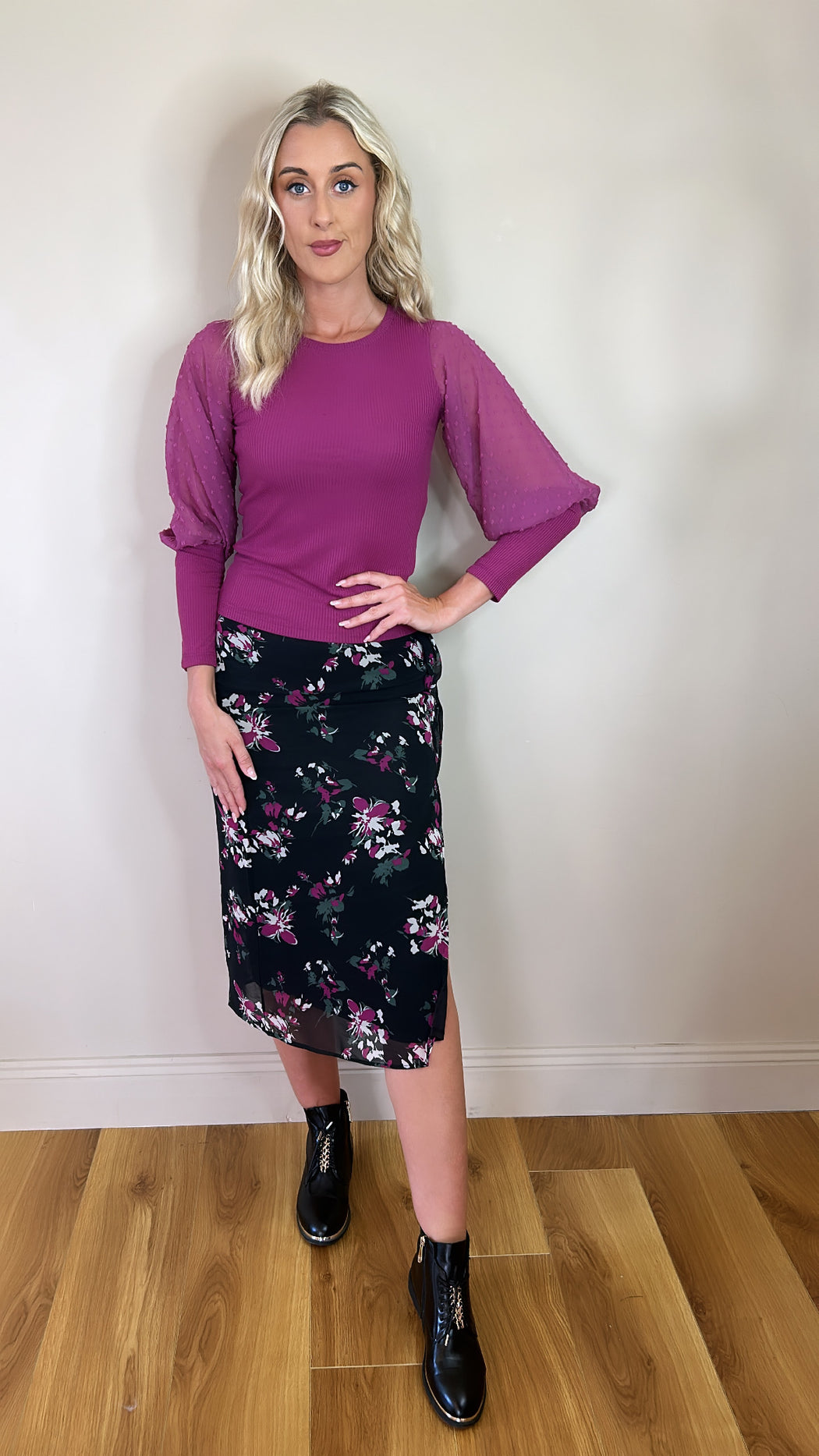 Sebastian floral midi skirt