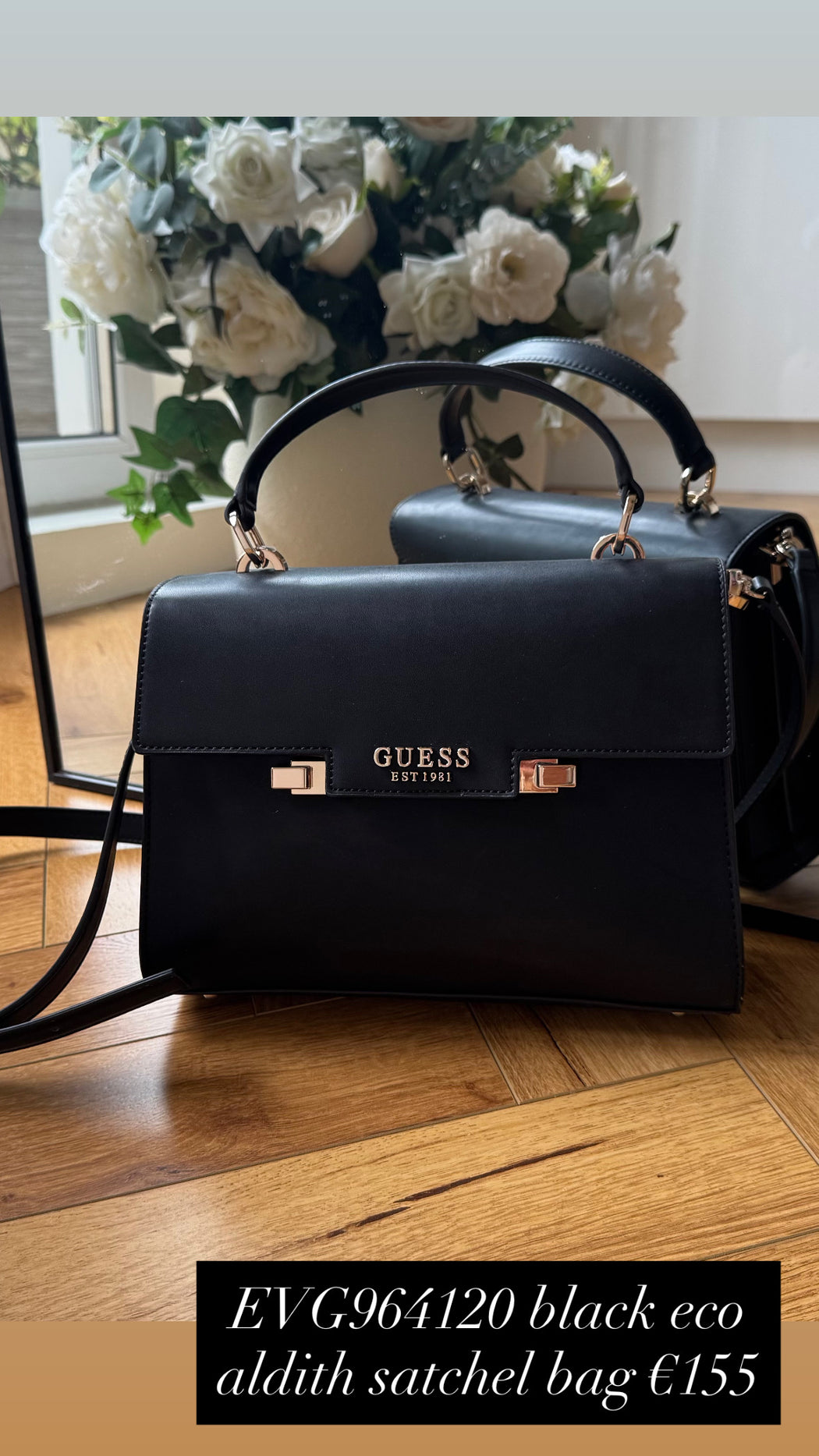 EVG964120 black eco aldith satchel bag