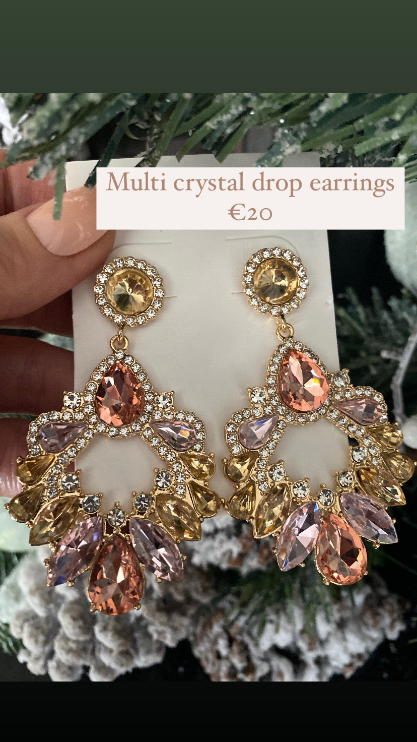 Multi crystal drop earrings