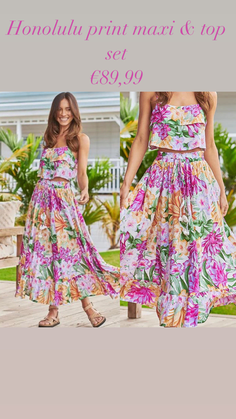 Honolulu print maxi & top set