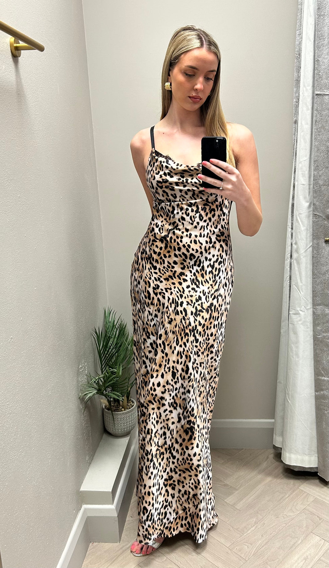 Guess leopard lace detail maxi dress W5GK10WF1T2