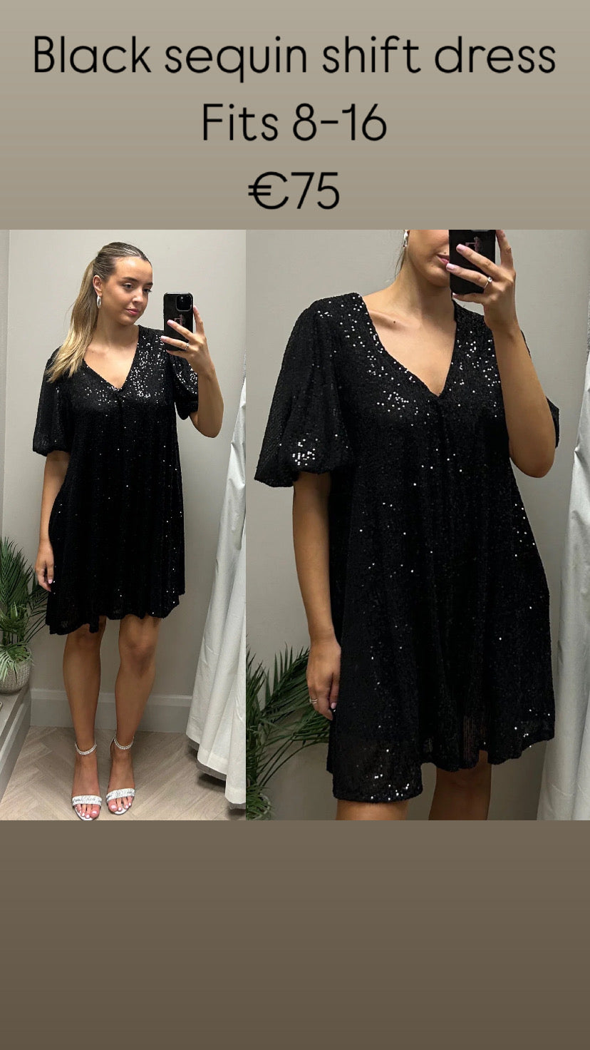 Black sequin shift dress