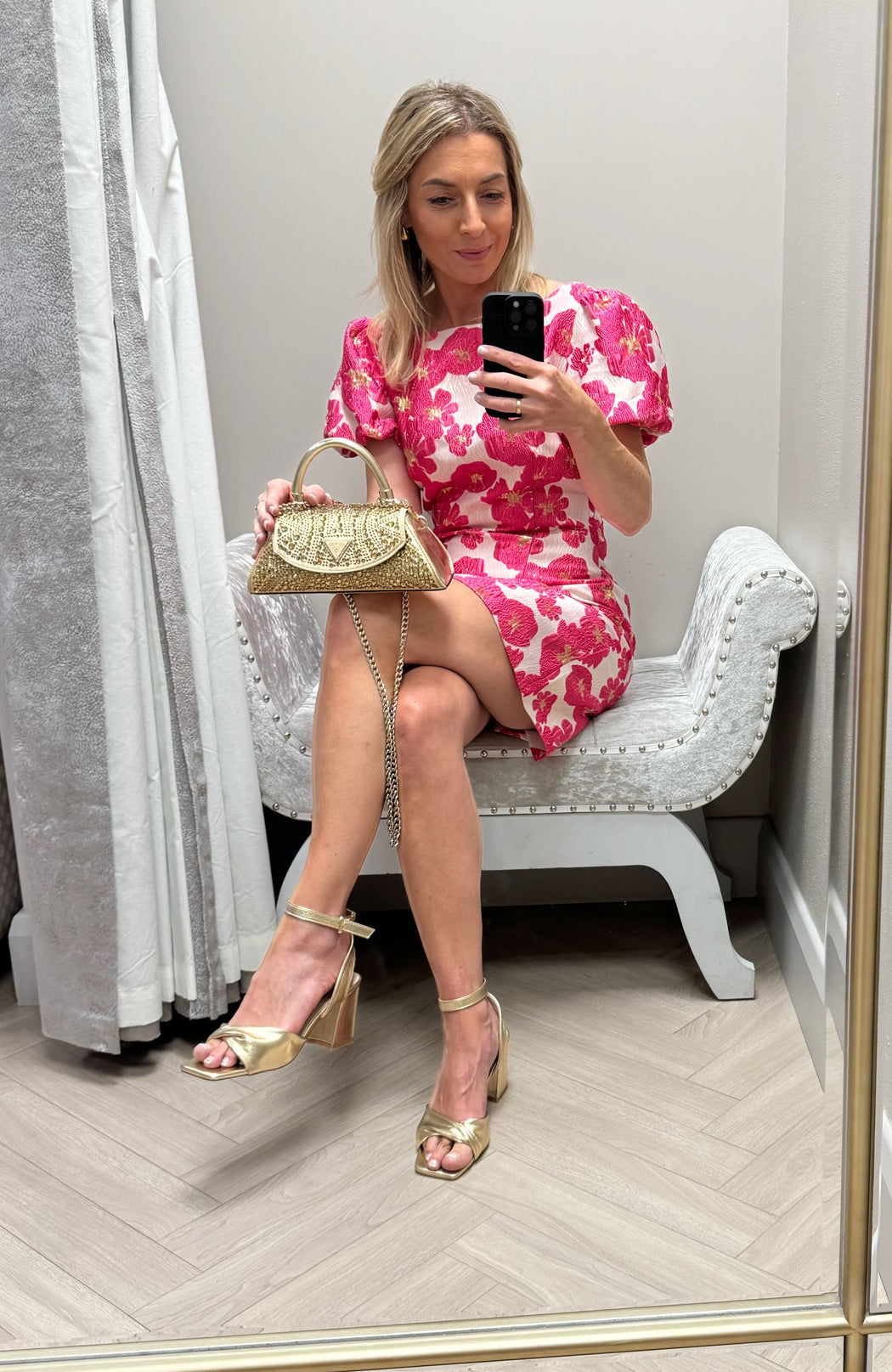 Cayla gold block heels