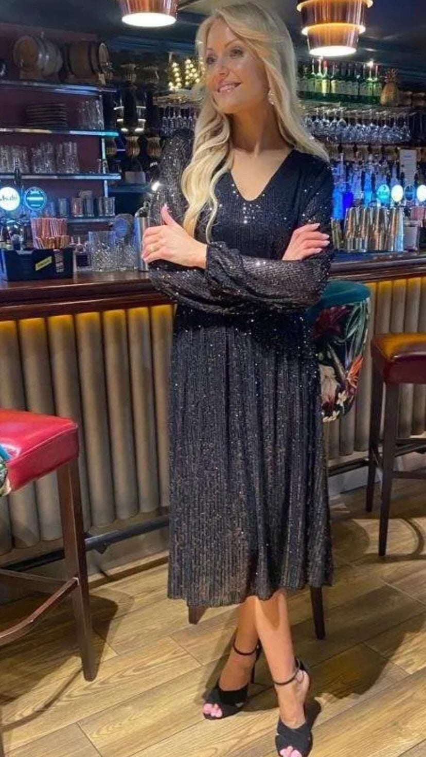 Black sequin midi