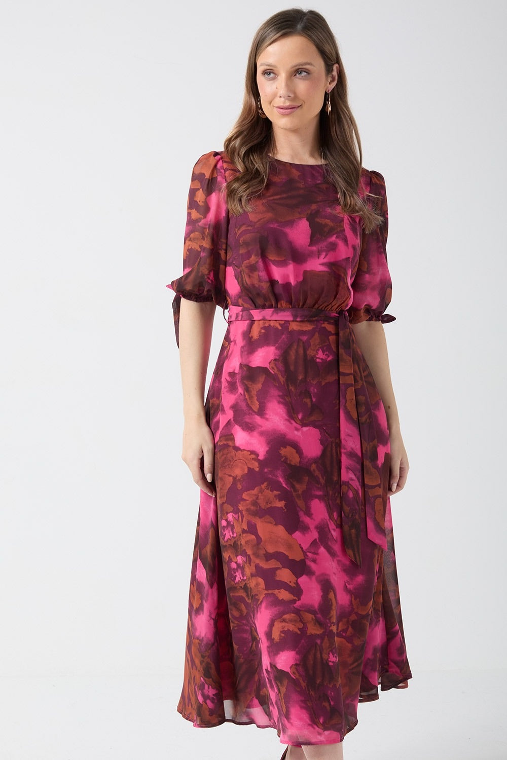 Pink print midi dress