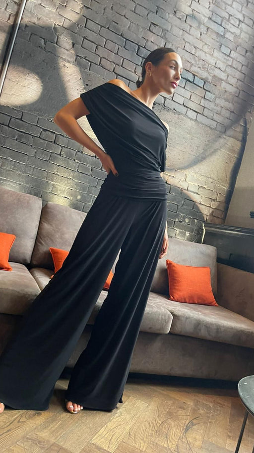 Carbon black jersey jumpsuit